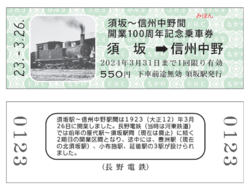 ↑　100周年記念乗車券