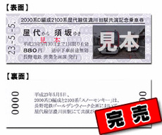 2000系D編成、2100系屋代線信濃川田駅共演記念乗車券（完売）